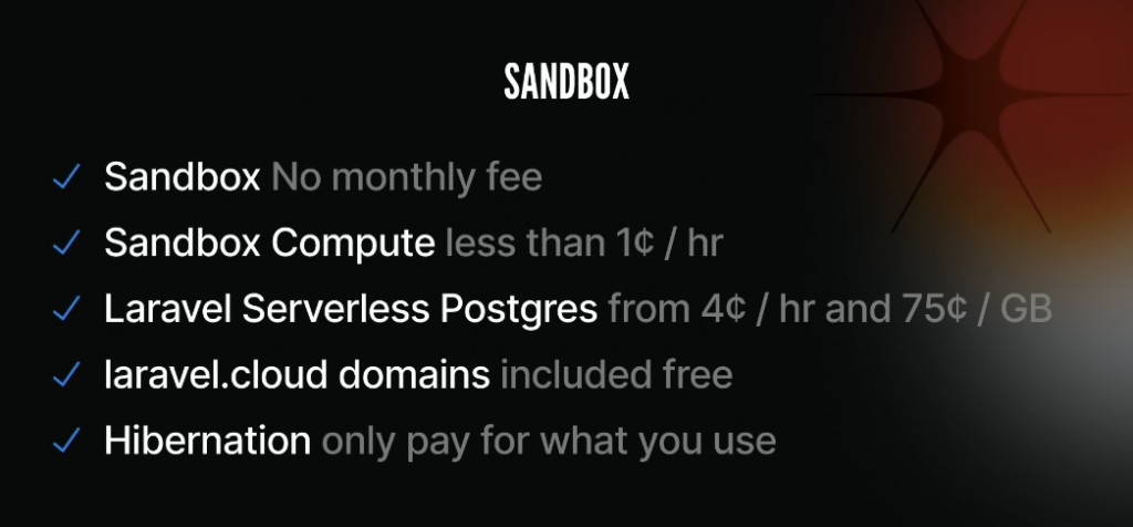 Laravel Cloud Sandbox Pricing